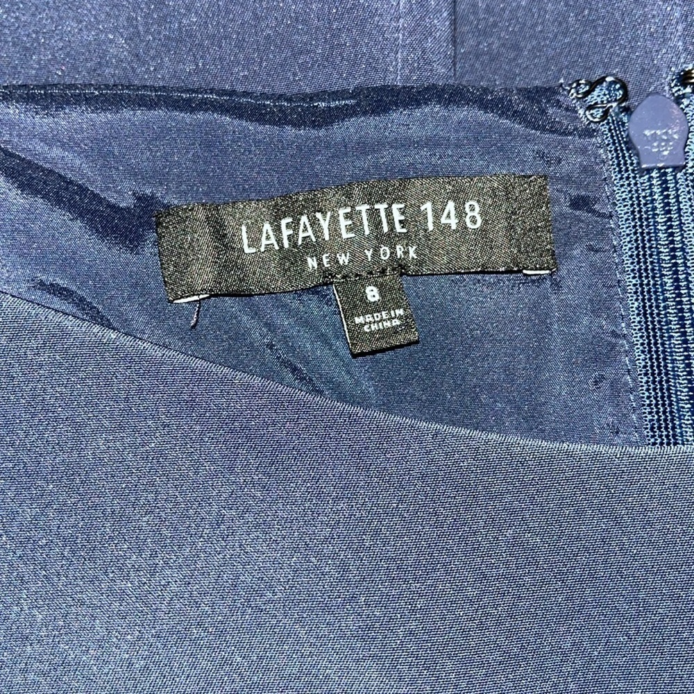 Lafayette 148 Marisa Bell Sleeve Dress Navy | size 8 - Picture 6 of 7